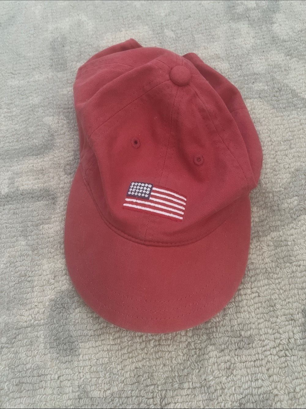 Crewcuts Red Kids Baseball Cap with Embroidered American Flag